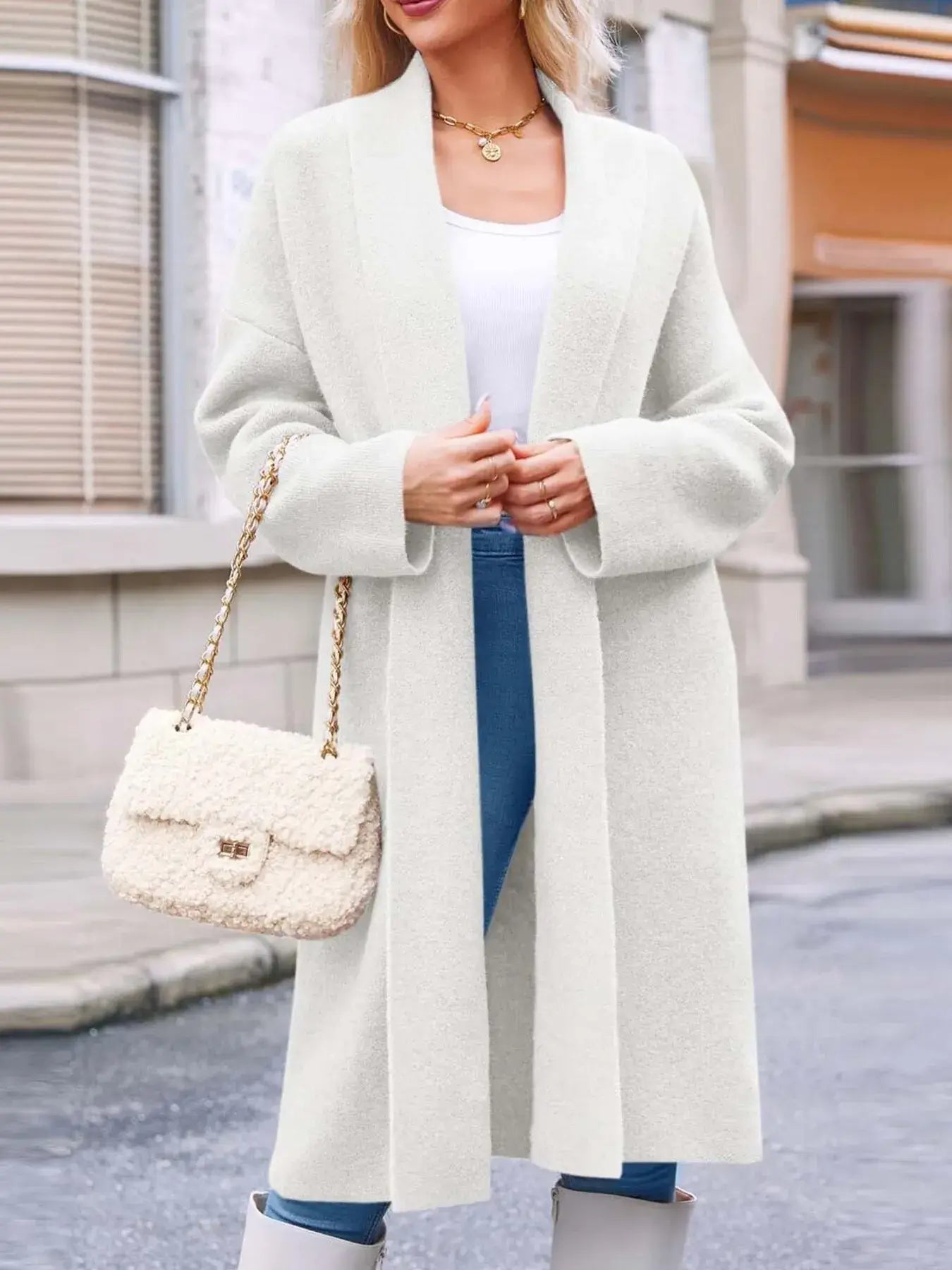 Open Front Longline Coat - Trendsi - Flyclothing LLC
