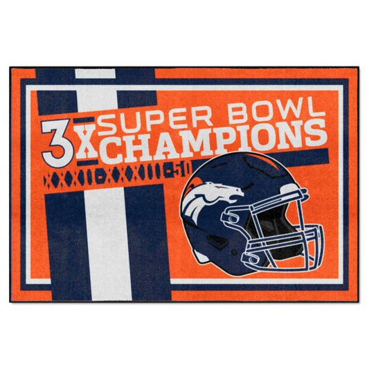Denver Broncos Dynasty 5ft. x 8ft. Plush Area Rug - Denver Broncos