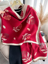 Printed Raw Hem Shawl - Trendsi - Flyclothing LLC