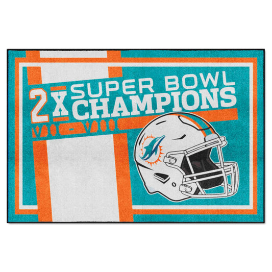 Miami Dolphins Dynasty 5ft. x 8ft. Plush Area Rug - Miami Dolphins