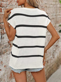 Striped Round Neck Short Sleeve Knit Top - Trendsi - Flyclothing LLC