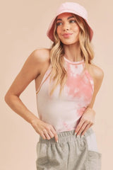 Aemi + Co Ribbed Tie-Dye Round Neck Tank - Trendsi - Flyclothing LLC