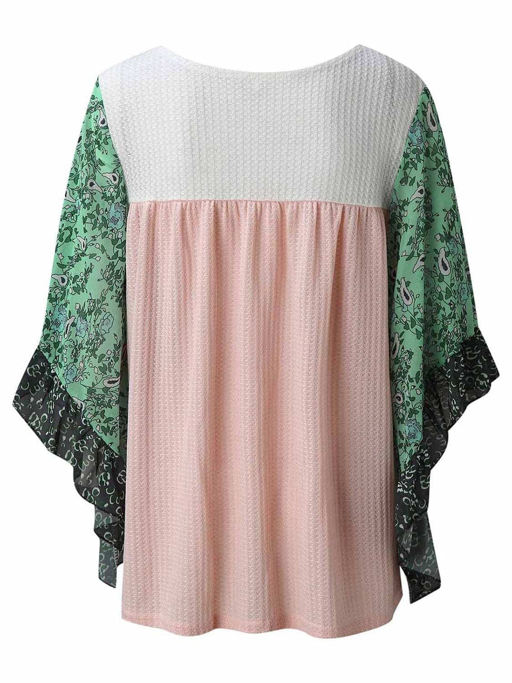 Full Size Printed Round Neck Three-Quarter Sleeve Blouse - Trendsi - Flyclothing LLC