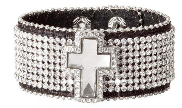 Rhinestone Cross Wristband - Anonymous - Flyclothing LLC
