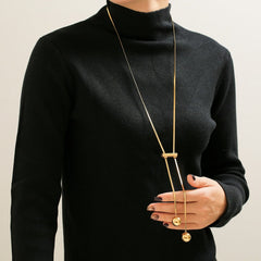 18K Gold-Plated Titanium Steel Hollow Bead Necklace - Trendsi