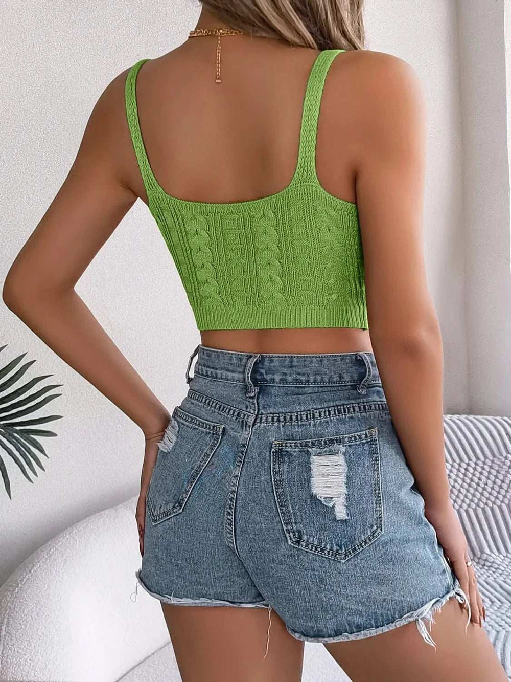Cable-Knit Short Cami - Trendsi - Flyclothing LLC