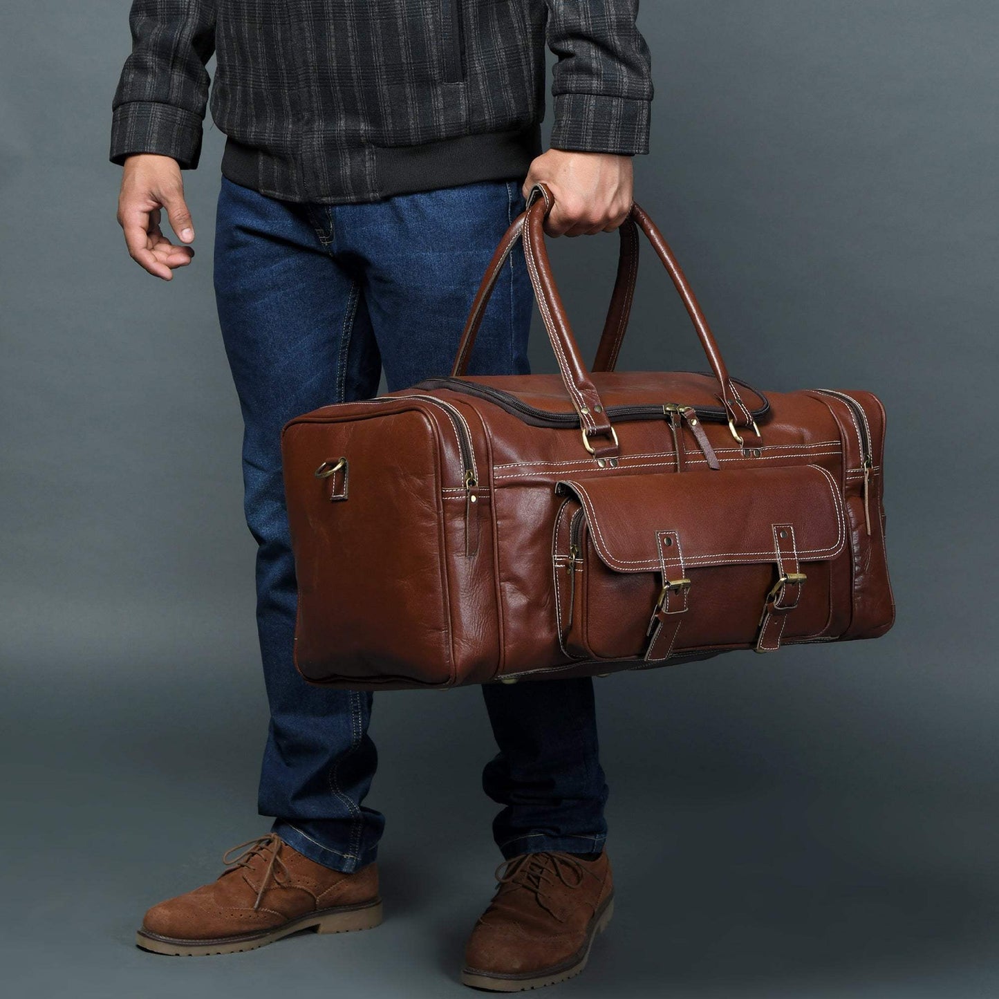 Upgraded Traveler Weekender Duffle - Classy Leather Bags - Flyclothing LLC