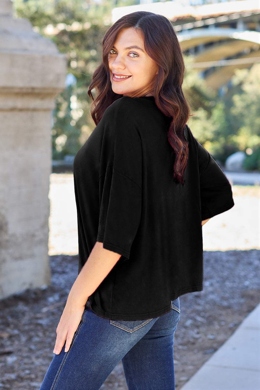 Basic Bae Bamboo Full Size Round Neck Drop Shoulder T-Shirt - Trendsi - Flyclothing LLC