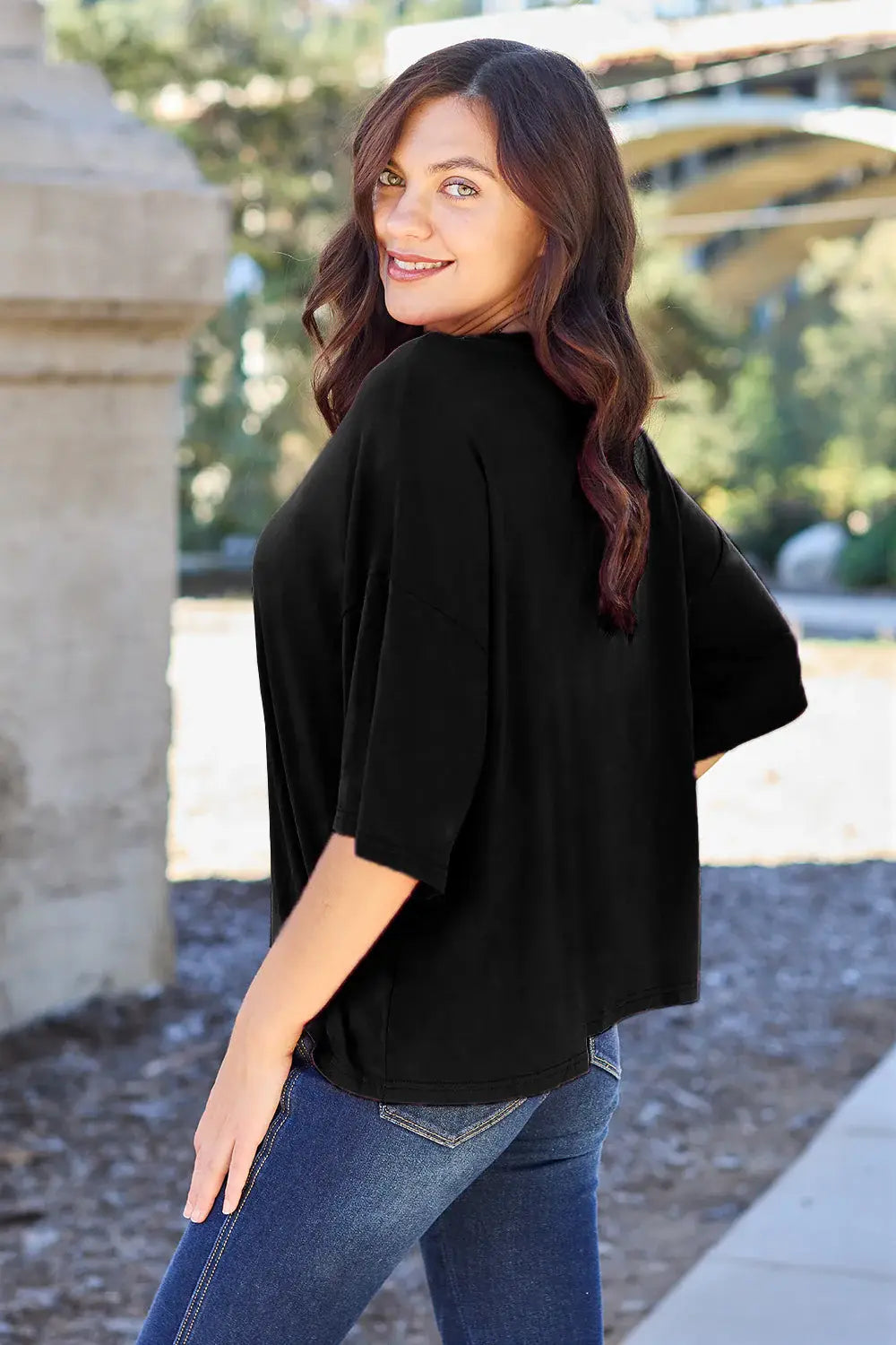 Basic Bae Bamboo Full Size Round Neck Drop Shoulder T-Shirt - ShopBasicbae - Flyclothing LLC