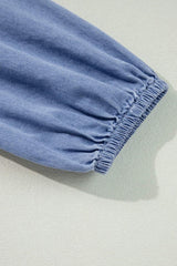 Tied Plunge Three-Quarter Sleeve Denim Dress - Trendsi - Flyclothing LLC