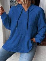 Full Size Drawstring Long Sleeve Hoodie - Trendsi - Flyclothing LLC