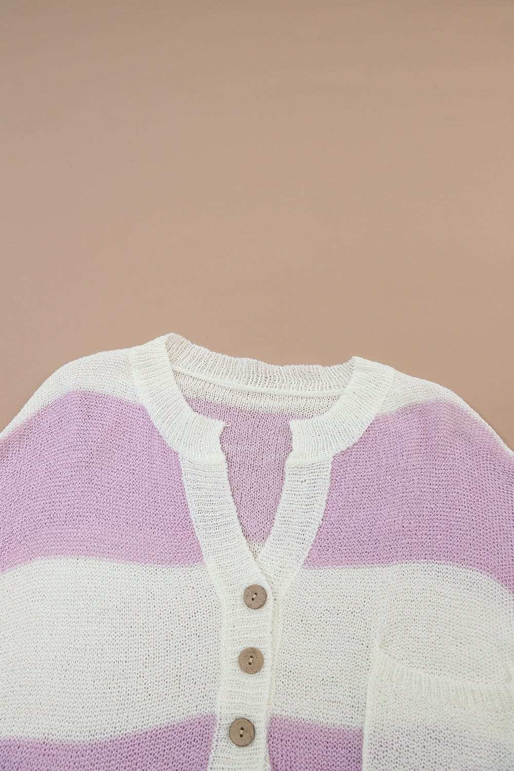 Striped Half Button Ribbed Sweater - Trendsi - Flyclothing LLC