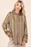 Mittoshop Striped Button Down Satin Shirt - Trendsi