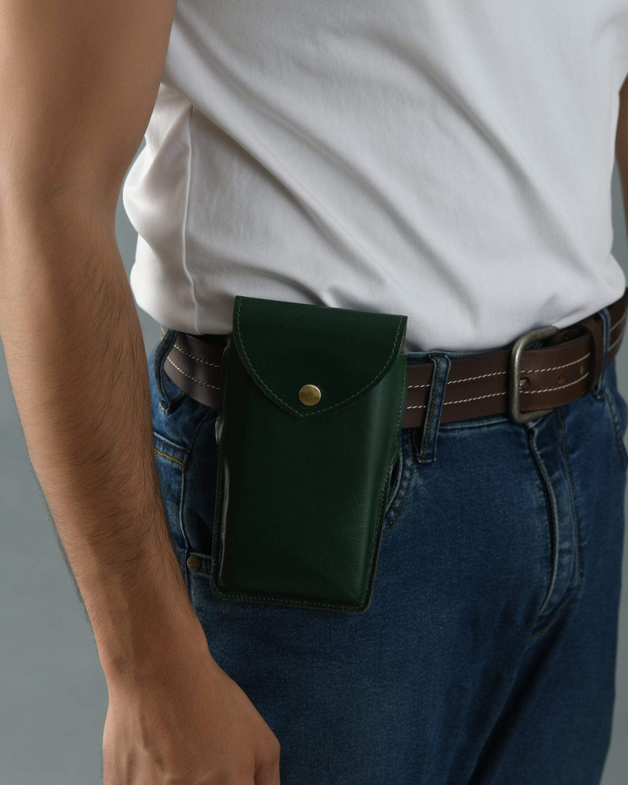 Mobile Holster Case- Green - Classy Leather Bags - Flyclothing LLC