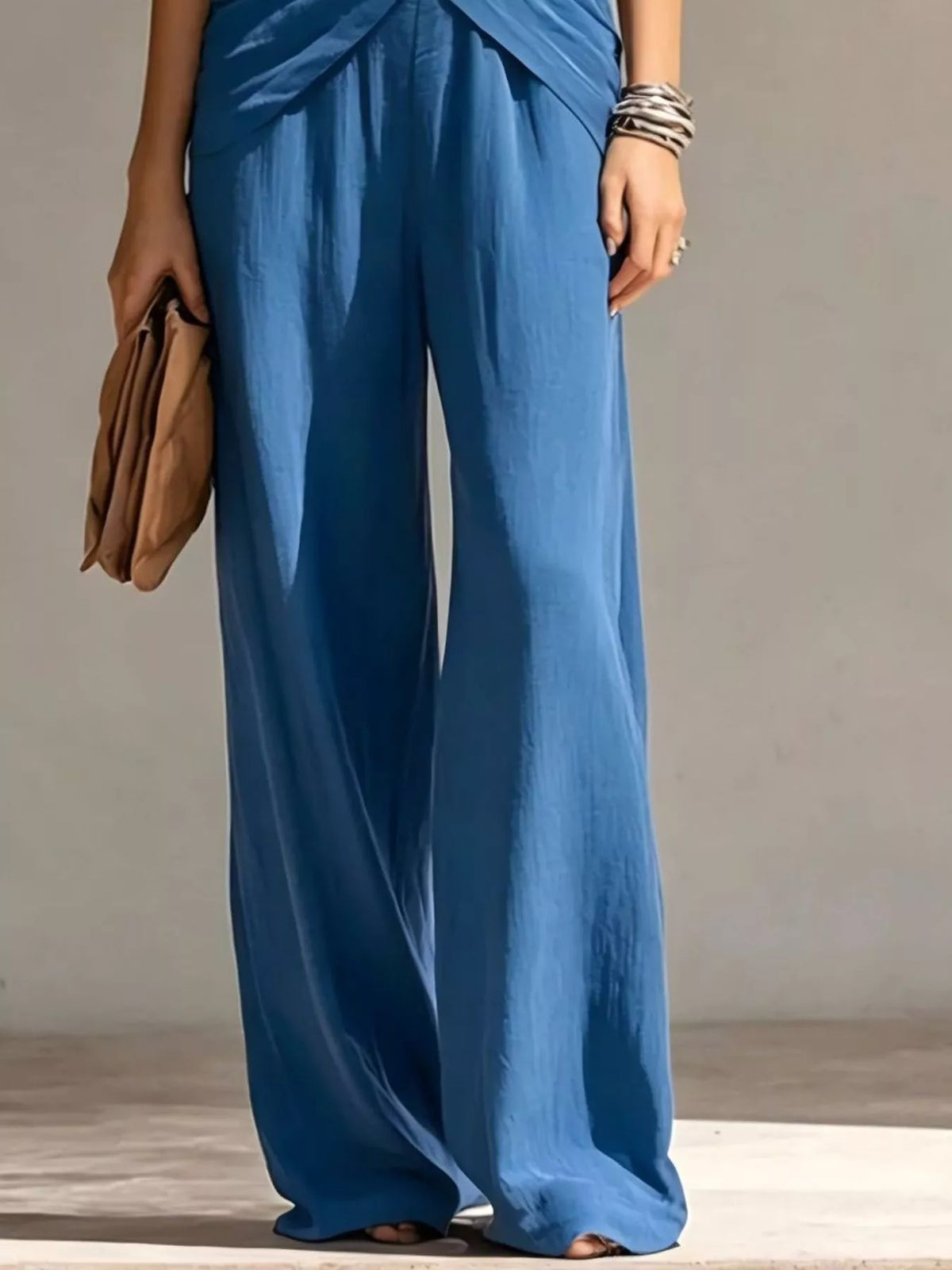 Full Size Zipper Front Tank and Wide-Leg Pants Set Plus Size - Trendsi - Flyclothing LLC