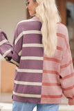Contrast Striped Long Sleeve Sweatshirt - Trendsi - Flyclothing LLC