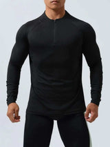 Men's Plus Size Quarter Zip Long Sleeve Top - Trendsi - Flyclothing LLC