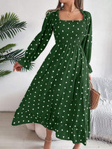 Polka Dot Flounce Sleeve Midi Dress - Trendsi - Flyclothing LLC