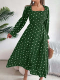 Polka Dot Flounce Sleeve Midi Dress - Trendsi - Flyclothing LLC