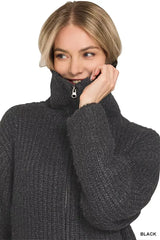 Zenana High Neck Full Zip Sweater Cardigan - Trendsi - Flyclothing LLC