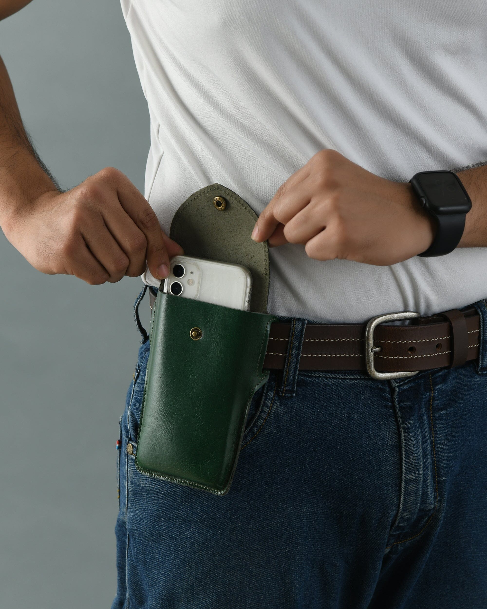 Mobile Holster Case- Green - Classy Leather Bags - Flyclothing LLC