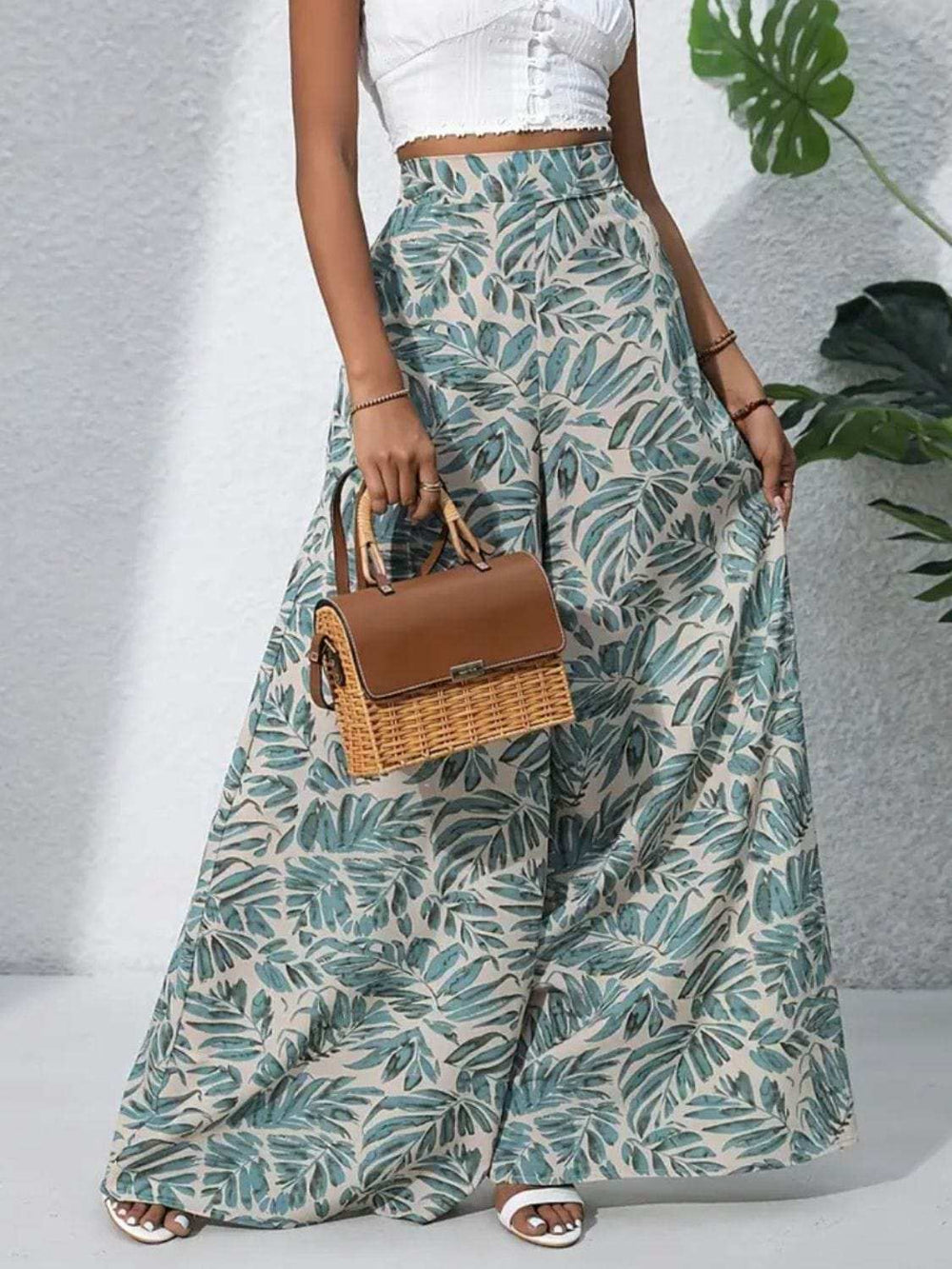 Printed High Waist Wide Leg Pants - Trendsi - Flyclothing LLC