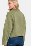 Zenana Acid Wash Fleece Half Snap Sweatshirt with Pocket - Trendsi - Flyclothing LLC