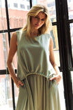Davi & Dani Drawstring Hem Round Neck Tank and Pants Set - Trendsi