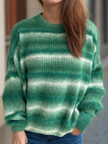 Gradient Round Neck Dropped Shoulder Sweater - Trendsi - Flyclothing LLC