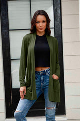Basic Bae Full Size Open Front Long Sleeve Cardigan with Pockets - ShopBasicbae - Flyclothing LLC