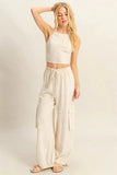 HYFVE Crop Top and Cargo Pants Set - Trendsi