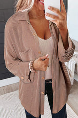 Striped Collared Neck Long Sleeve Shirt - Trendsi - Flyclothing LLC