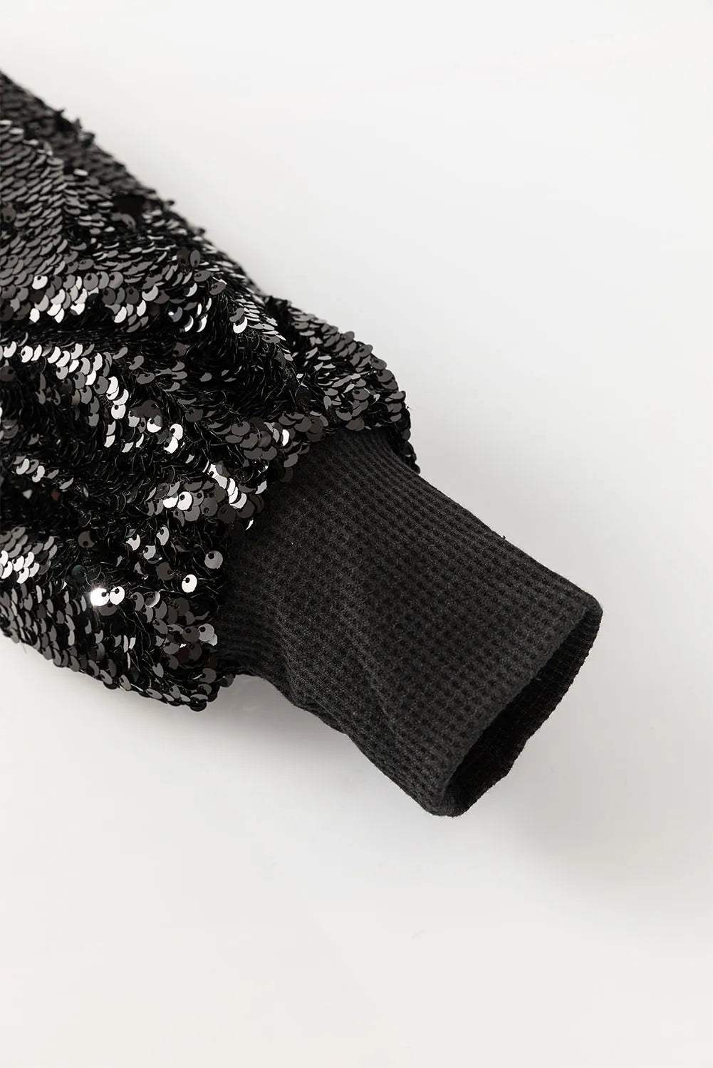 Sequin Boat Neck Long Sleeve Blouse - Trendsi - Flyclothing LLC