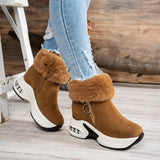 Fuzzy Side Zipper Platform Ankle Boots - Trendsi - Flyclothing LLC
