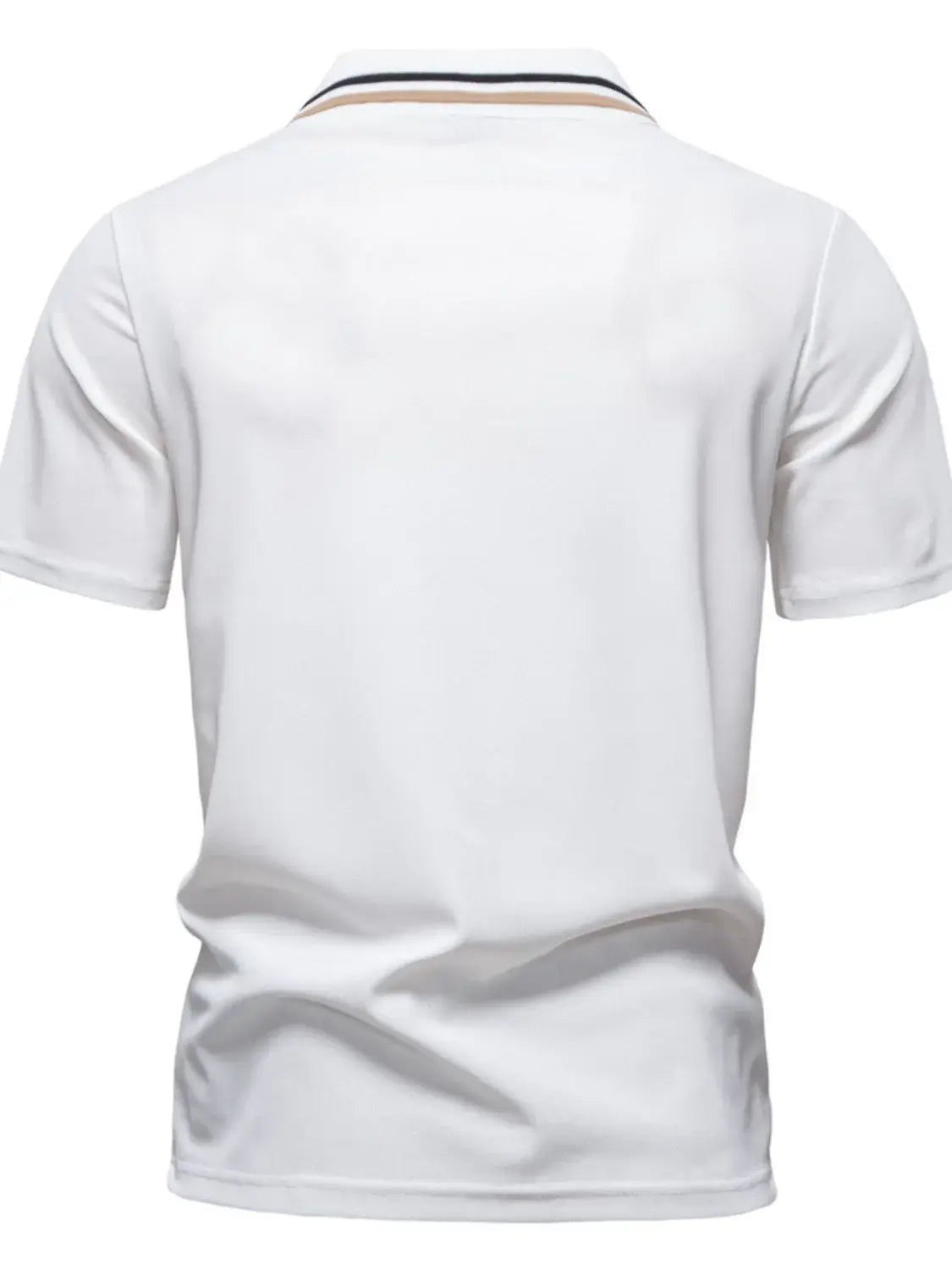 Men's Short Sleeve Collared Neck Striped Polo - Trendsi - Flyclothing LLC