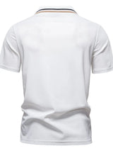 Men's Short Sleeve Collared Neck Striped Polo - Trendsi - Flyclothing LLC