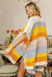 BiBi Openwork Striped Open Front Knit Cardigan - Trendsi - Flyclothing LLC