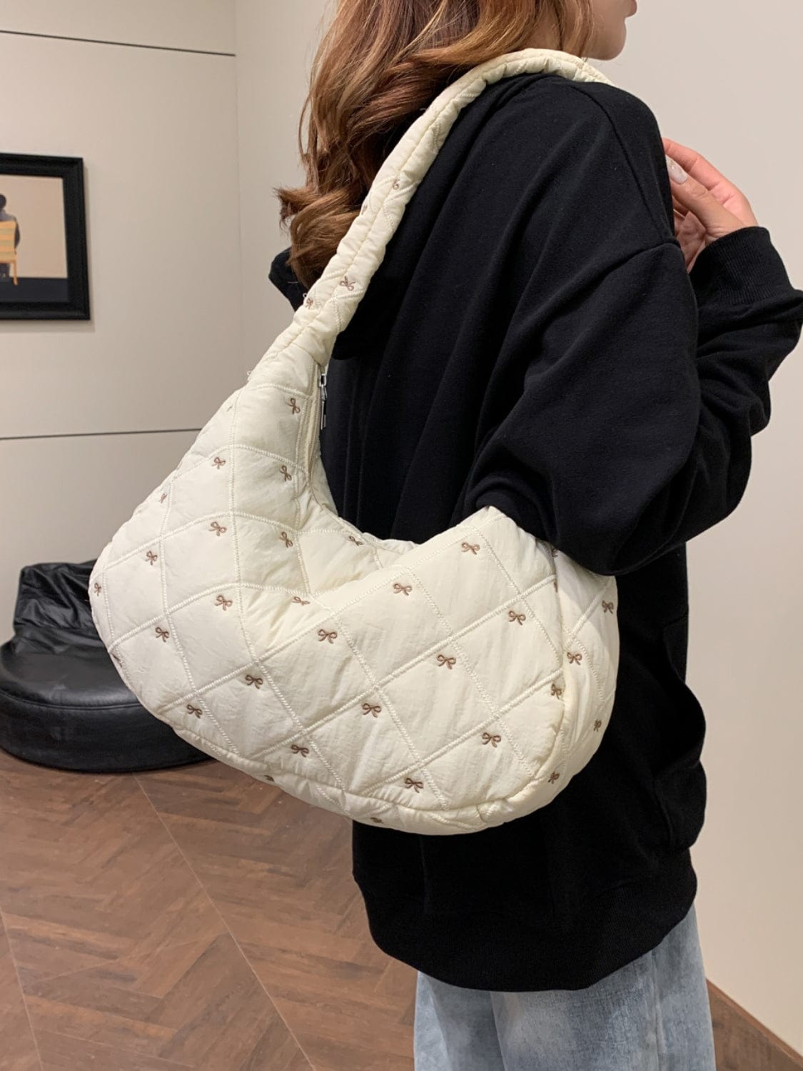 Bow Polyester Shoulder Bag - Trendsi