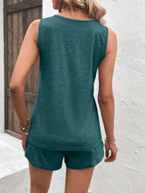 Casual Wide Strap Tank Top and Shorts Set - Trendsi - Flyclothing LLC