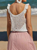 Tassel Openwork Sleeveless Knit Cover Up - Trendsi - Flyclothing LLC