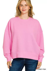 Zenana Ribbed Round Neck Pullover and Shorts Set - Trendsi - Flyclothing LLC
