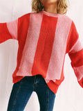 Color Block Round Neck Long Sleeve Sweater - Trendsi - Flyclothing LLC