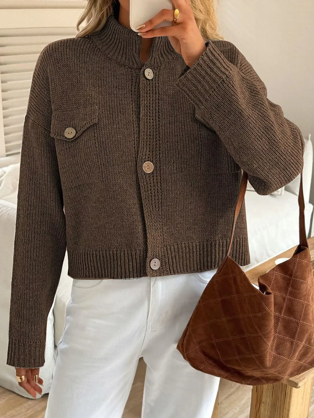 Button-Down Knit Cardigan - Trendsi - Flyclothing LLC