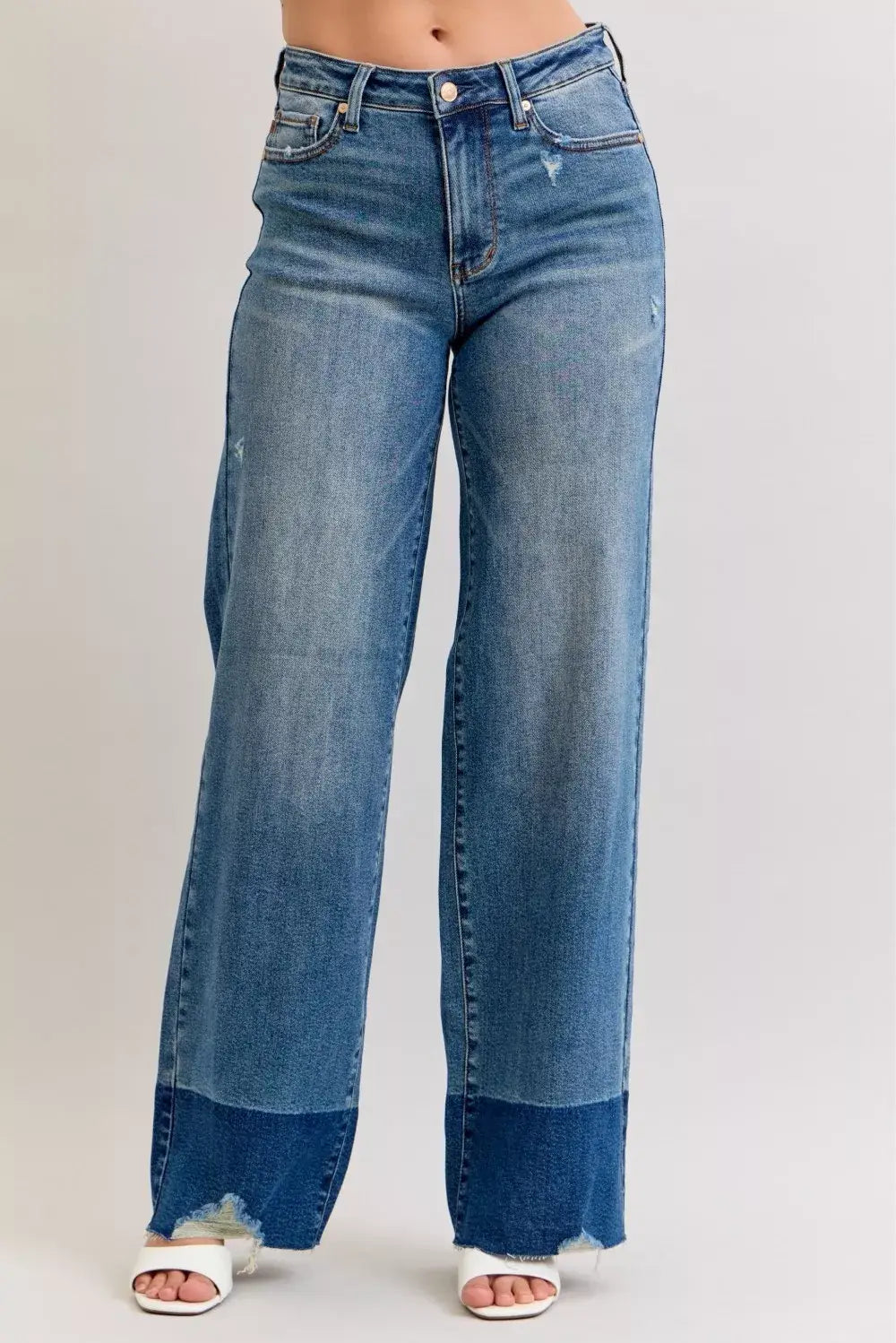 Judy Blue Raw Hem High Waist Column Straight Jeans - Trendsi - Flyclothing LLC