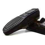 31-160-NIC MONZA Sueded Calfskin with Crocodile Driver, Nicotine - Zelli Italia - Flyclothing LLC