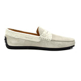 31-160-WHT MONZA Sueded Calfskin with Crocodile Driver, White - Zelli Italia - Flyclothing LLC
