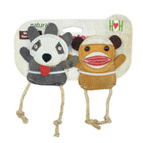 Natural Leather Wee Buddies Sock Monkey & Raccoon Dog Toys, 2 Pack - HuggleHounds - Flyclothing LLC