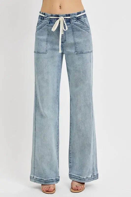 RISEN Full Size Straight Leg Jeans with Pockets Plus Size - Trendsi - Flyclothing LLC