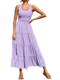 Tiered Smocked Wide Strap Dress - Trendsi - Flyclothing LLC