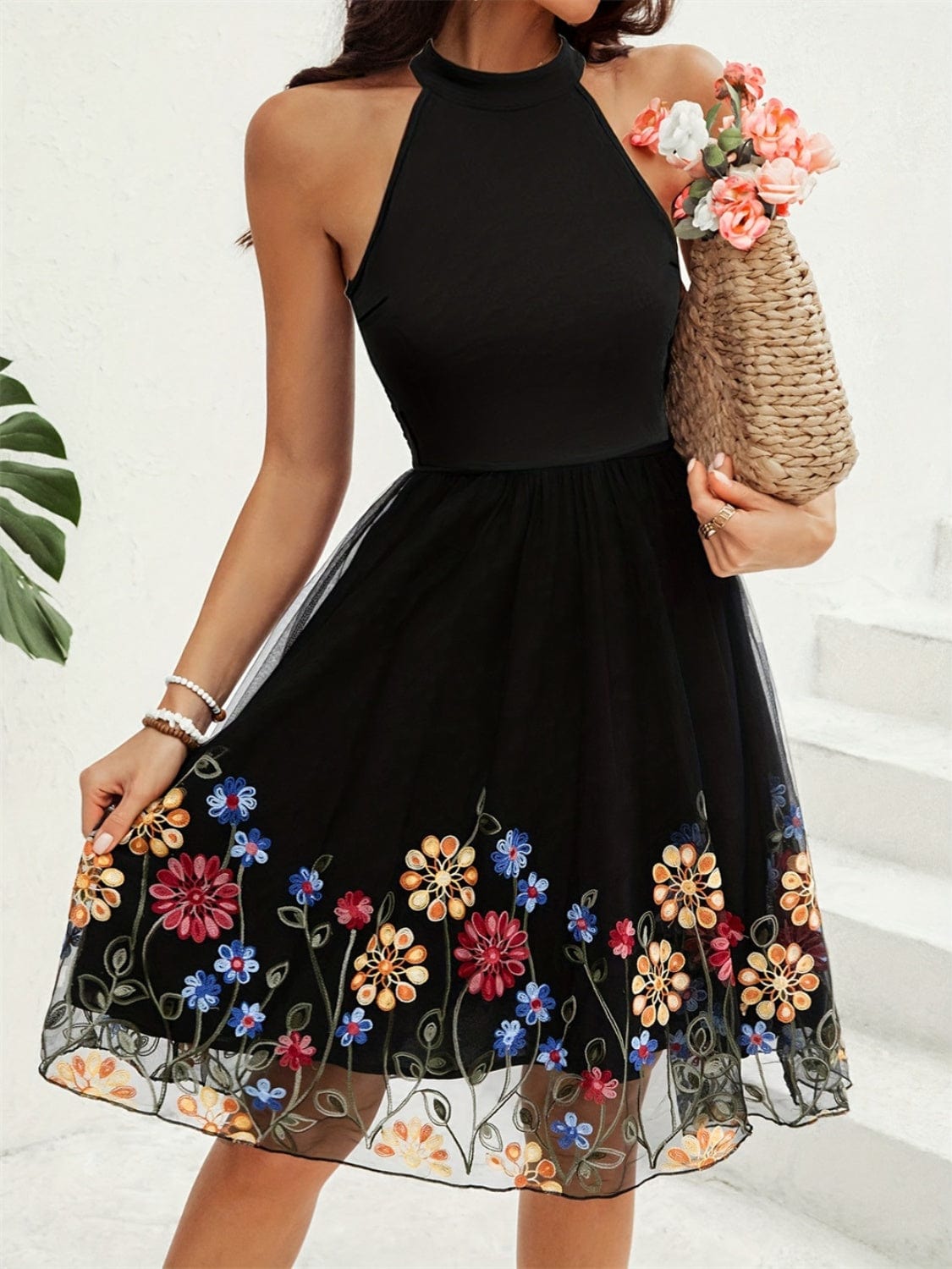 Cutout Grecian Neck Mini Dress - Trendsi